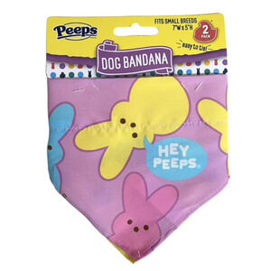 Peeps Dog Bandanas Fits Small Breed Dogs 7" (2 Pack) Pink Blue Bunnies & Chicks